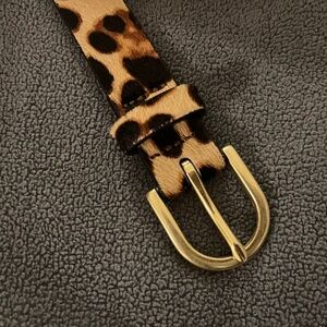 J Crew haircalf leopard printed leather belt (new)